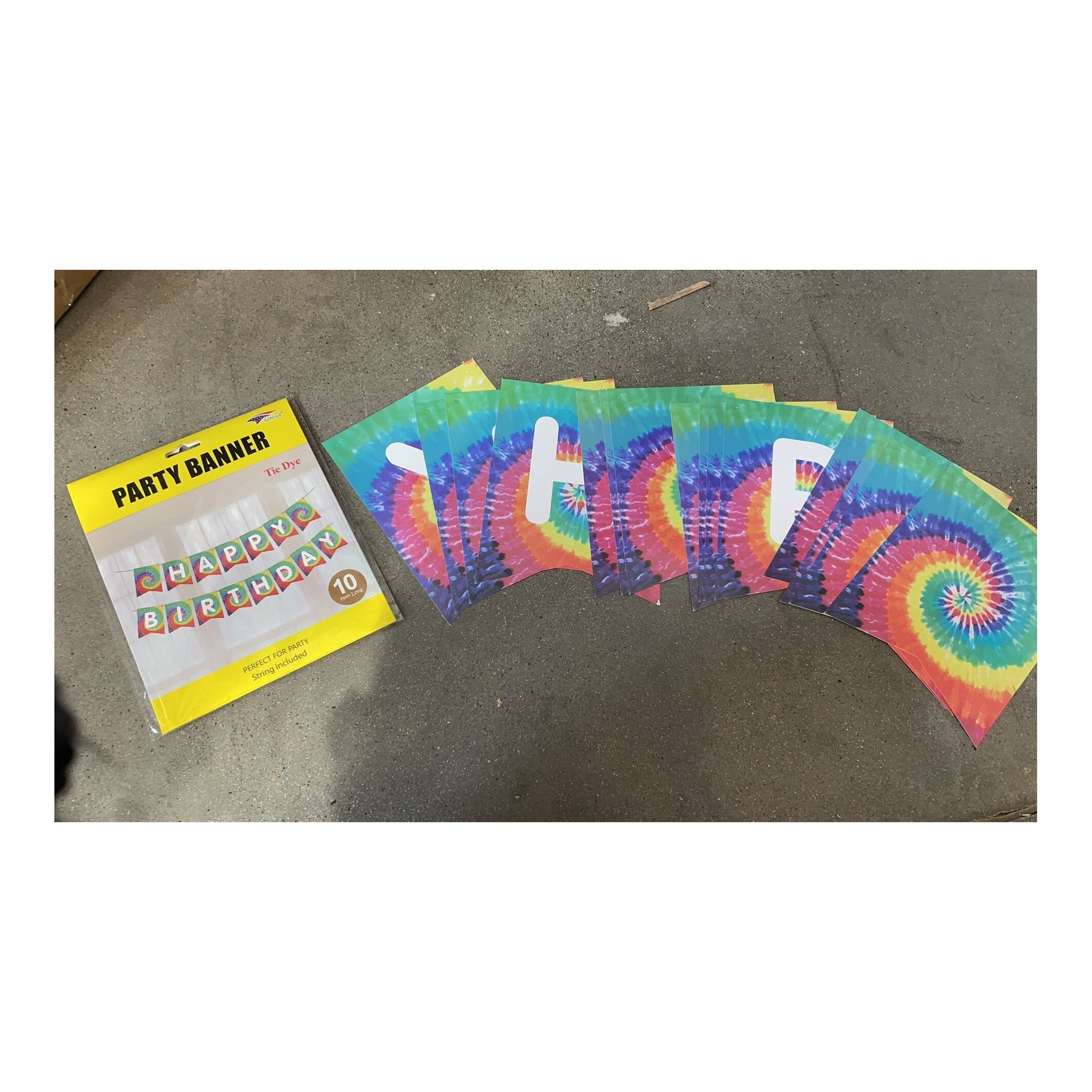 Happy Birthday Banner Tie Dye 120/case